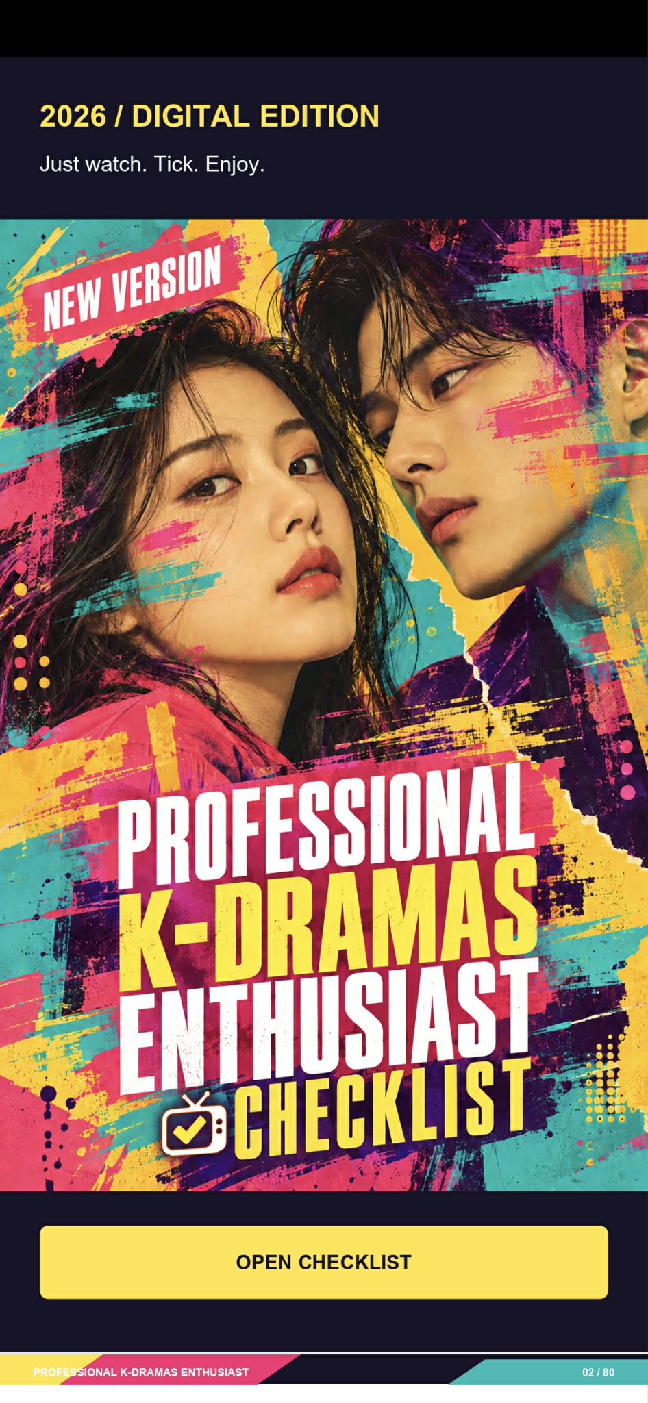 Professional K-Dramas Enthusiast Checklist 2026 – okładka i ekran startowy produktu